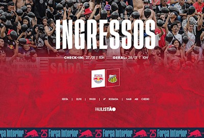 Ingressos: Red Bull Bragantino x Novorizontino