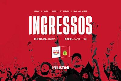 Ingressos: Red Bull Bragantino x Mirassol