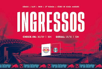 Ingressos: Red Bull Bragantino x Grêmio – Brasileirão 2025